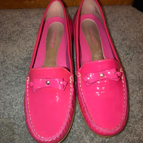 bright pink loafers